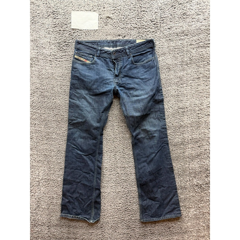 Diesel Zatiny Button-Fly Bootcut Denim Jeans Blue Dark Wash Mens Size 33 x 32